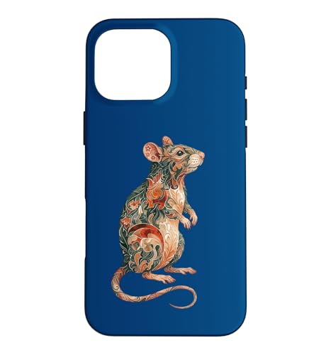 Womens Girls Kids Multicolored Folk Art Pet Rat Lover �X�}�z�P�[�X iPhone 16 Pro Max �p