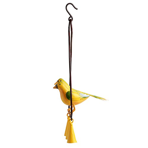 Image of ExclusiveLane 'Cannery Twittery' Hand-Painted Decorative Hanging Wind Chime in Metal -Wind Chimes for Home Positive Energy Balcony Home Decorative Items Wall Hanging Bells Decor for Living Room