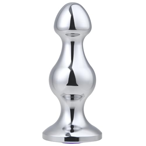 FST Metal Anal Beads Jeweled Base Long Anal Plug with 2 Beads for G-spot Stimulation Prostate Massage Adult Sex Toy for Men Women
