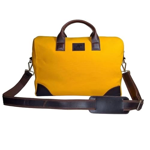 Image of Rustic Roots Laptop Bags for Men Office Use | Canvas Leather Laptop Messenger Bag | Laptop Side Bag for Man | Men's Work Briefcase Sling Bag | Casual Laptop Shoulder Bag