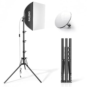 RALENO Softbox Lighting Kit, 16” x 16” Photography Lighting for TikTok with LED Bulb (50W | 5500K | 97 CRI | TLCI≥97), Continuous Lighting for Video Recording & Photography Shooting | Model: PS075