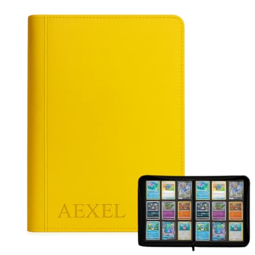 Image of Premium Trading Card Zipper Binder 360 Card Capacity 9 Pocket Pu material For Trading Cards, Sports Cards, TCG Cards (Sparky Yellow)