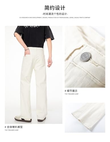 Jeans Pants Trouser Denim Black and White Micro Horn Men's Spring Retro Style Casual Men3