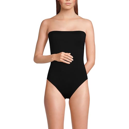 Lands' End Women's Chlorine Resistant Bandeau High Leg Strappy One Piece Swimsuit