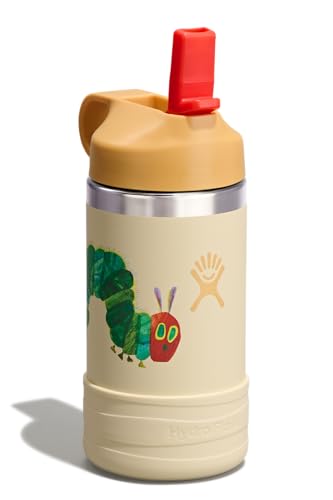 Image of Hydro Flask Kids Water Bottle for School - Stainless Steel and Insulated with Straw Cap - 12 Oz World of Eric Carle Caterpillar