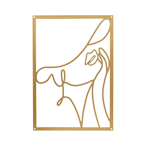 Milageto Metal Moderno Arte de la Pared Decoración Arte Colgante de Pared Figuras Minimalistas Femeninas abstractas Línea Escultura de Pared Arte de Hierro, estiloC