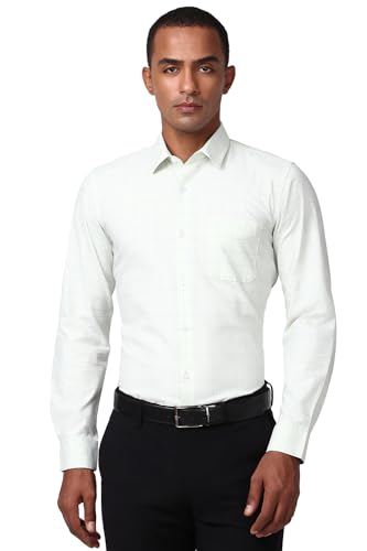 Image of Peter England Men's Classic Wonder Fabric Checkered Slim Fit Formal Shirt | Cotton Rich | Pin Point Oxford