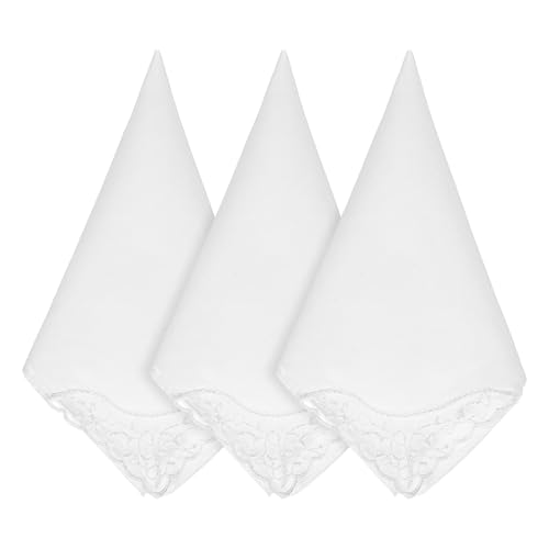 Teaaha Taschentuch Braut, 3 Stück Stofftaschentuch Damen, Baumwolle Taschentücher Set Mit Stickerei, Hochzeit Einstecktuch Handtuch, Elegantes...