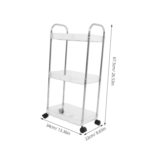 Chariot de rangement multifonction 3 niveaux à roulettes gris compact
