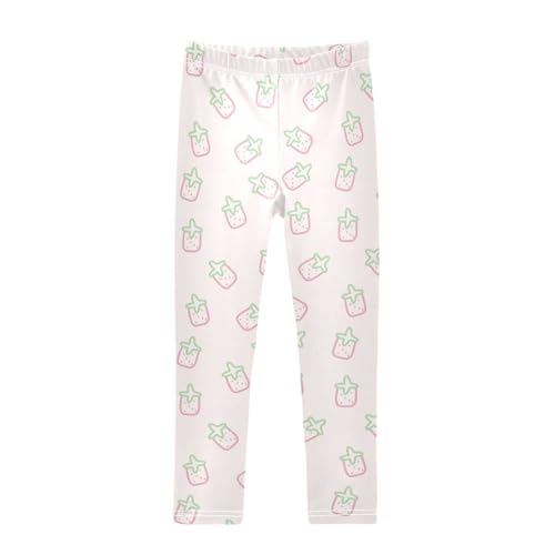 Light Strawberry Girls Leggings,Workout Leggings for Girls Toddler Athletic Legging Size for 3-10T