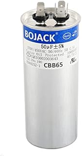 BOJACK 50 uF ±5% 50 MFD 370/450 V CBB65 Round Run Start Capacitor for AC Motor Run or Fan Start and Cool or Heat Pump Air Conditione