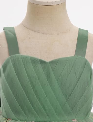 IBTOM CASTLE Toddler Baby Flower Girl Dress Floral Embroidery Pleated Tulle Bowknot Birthday Party Pageant Tutu Dress3