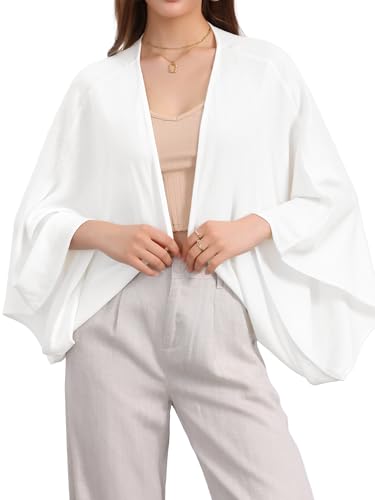 Image of Seta T Women's Linen Cardigan Spring Summer 3 /4 Sleeve Open Front Loose Cover Ups Lightweight Shrug