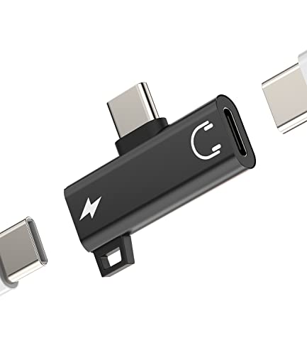 Dual USB-C Headphone Adapter 2in1 DAC Type C Jack Charging Dongle Cable Thunderbolt 4 Cord Aux Audio Splitter compatible for Samsung Galaxy S20 S21 S22 LG Apple iPhone15 Pro Max Plus iPad Pro Air Mini
