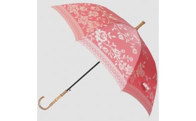 [槙田商店]晴雨兼用長傘 kirie バラ フレンチレッド 傘 かさ 雨具 高級 晴雨 兼用 UV 日焼け ギフト ファッション 日傘 プレゼント 化粧箱 老舗