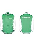 Shirt-Panda Herren College Jacke · Bremen Fan · Brust & Rücken bedruckt · Baseball Jacke Damen Herren · XS-3XL· Grün-Weiß · Bremerhaven ·