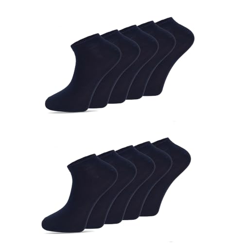 dabisocks 10 Paar Sneaker Socken Damen 39-42 Herren, Baumwolle Atmungsaktive Bequem Kurz Sportsocken, Wandersocken, Füßlinge Damen, Unisex Socken, Laufsocken, Marineblau