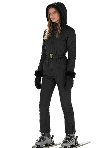 Combinaison ski pour dames noire 3XL idéale pour le snowboard en haute montagne