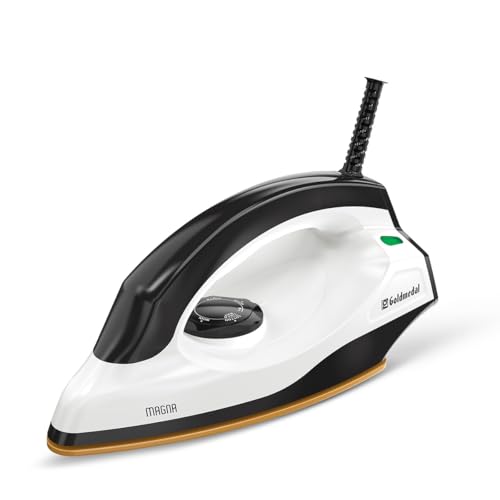 Image of Goldmedal Magna 1000W Dry Iron| Non-stick Weilburger Premium Double Coated Soleplate| 5 Fabric Setting |1.8 Meter Cord| 360 Swivel Cord| Thermal Fuse Safety| 2.5 Years Warranty| Light Weight (Black)