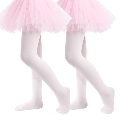 Image of 2 Pack Girls Tights Dance Tights Ballet Girls School uniform Footed Leggings Stockings for Kids 1-13 Years