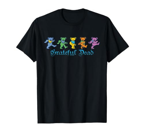 Grateful Dead Dancing Bears with Gothic Logo Vintage Band T-Shirt, Men, Black, 3X-Large