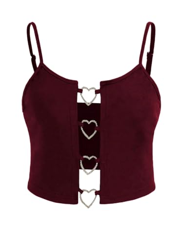 CELINE　超美品　装飾 マスタード タンクトップ　y2k ギャル　y16 SOLY HUX Women's Plus Size Cut Out Cami Crop Top Ring Linked Sexy
