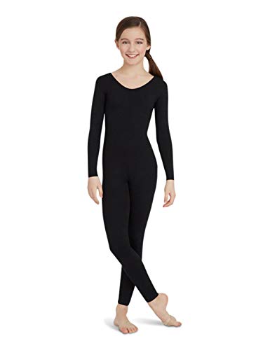 Capezio girls Girls' Team Basic Long Sleeve Unitard athletic leotards, Black, 12-Oct US