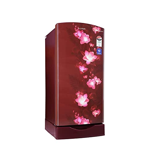 Image of LLOYD 195 L 5 Star Base Stand Inverter Direct Cool One Door Refrigerator Appliance (GLDF215SS1LC, Gardenia Wine)