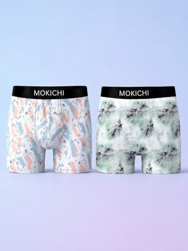 Image of Men's Printed Trunks, Pack of 2 | Abstract Geometric Design | Stretchable Elastic Waistband | Comfortable Regular Fit Underwear