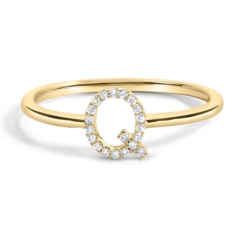 10K Yellow Gold Diamond Accent Initial "Q" Ring - Size 7