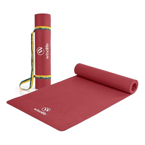 WiseLife Classic ECO TPE 6 MM Yoga Mat with Yoga Strap for Men & ...