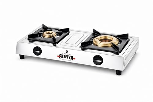 Image of 2 burner stainless steel gas stove, jumbo burner, ISI certified, 2 years warrenty