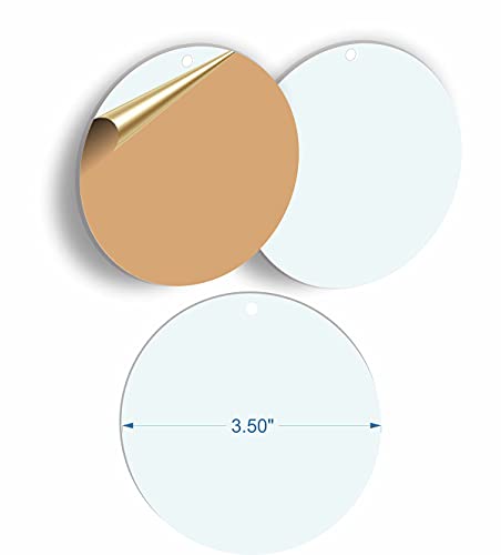 Made In Usa By Autumn 3.5" Dia Acrylic Clear Circles/Plexiglass Sheet Disc/Blanks Plaque W/Hole, Crafts/Vinyl/Cricut Projects Blank Ornaments, Charms, Keychains. Pack Of 25 #TOP1