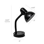 Simple Designs LD1003-BLK Basic Metal Desk Lamp with Flexible Hose Neck for Office, Living Room, Bedroom, College Dorm, Bookshelf, Black - Image 5
