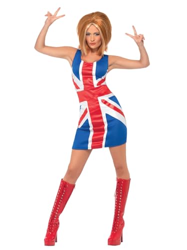 Smiffys Ginger Power, 90s Icon Costume, Union Jack Dress, 1990's Fancy Dress, 1990s Dress Up Costumes