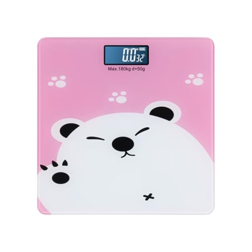 SOPOTUTU Báscula Digital para Bebés y Adultos Dibujos Animados Capacidad 180 Kg Detector de Temperatura Interior Plataforma de Alta Precisión Adecuado para Uso Familiar