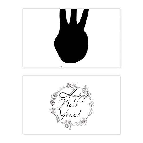 Tarjeta conmemorativa de tres gestos, silueta de Año Nuevo y diseño artístico