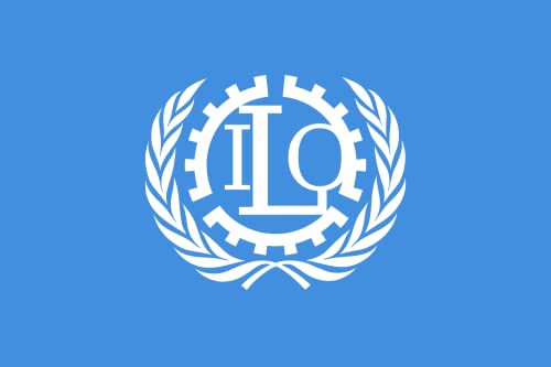 Drapeau Large Organisation internationale du travail grand format bleu oit pavillon extérieur