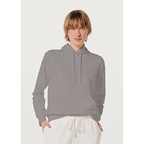 Blusão Básico Em Moletom Feminino Peluciado Com Elastano E Capuz - Cinza XG