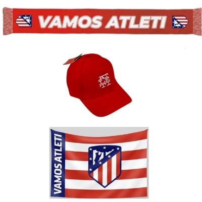 Genérico Pack Cappello, Bandiera 150x90 cm e Sciarpa 130x20 cm - Ideale per l'hobby, Rosso e bianco, REGULAR