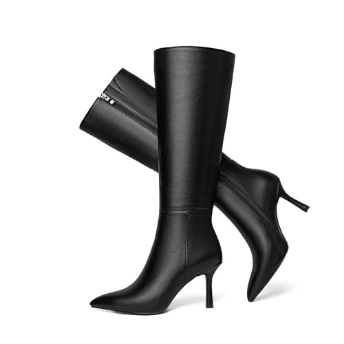 CKSNDLF Knee High Boots for Women Pointed Toe Stiletto Heel Long Boots Side Zipper Tall Boots3