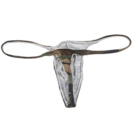 Jaxu Men's Pouch Micro Thong Camouflage Pattern Narrow Pouch Mini Breifs Posing String T-Back Panties Sexy Guys Underwear Xl #TOP2