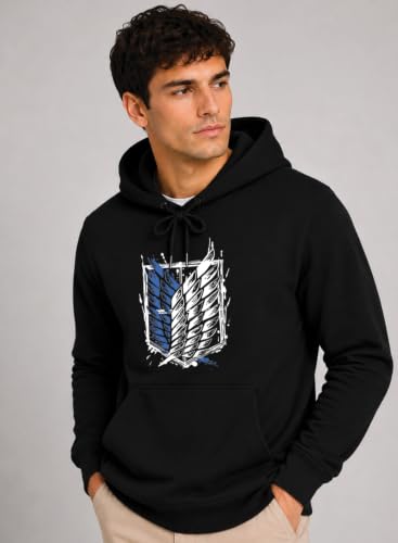 Image of ADRO Mens Abstract Graphic Hoodie | 320 GSM Cotton Poly Fleece | Regular Fit Contemporary Artistic Sweatshirt for Winter & Streetwear