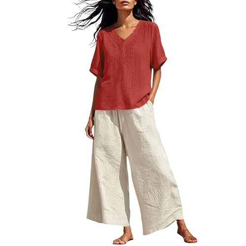 Traje de lino para mujer tallas grandes conjunto bohemio 2 piezas