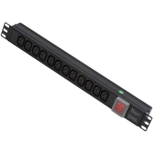 LINDY 1U 12 Way Horizontal Mount PDU IEC C14 Male Plug to 12 x IEC Mains Sockets - Switched 3m LINDY 1U 12 Way Horizontal Mount PDU IEC C14 Male Plug to 12 x IEC Mains Sockets - Switched 3m