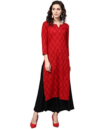 Image of Vaamsi Women's Poly Crepe a-line Kurta (VPK1583 S Multicoloured Small)