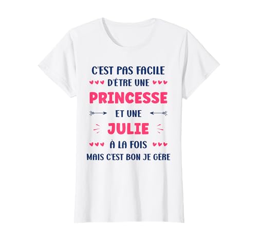 Photo de Princesse Super Julie fille Humour prénom Julie T-Shirt