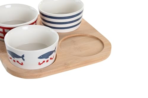 Set apéritif en grès de prestige Bird 19,7cm bleu et rouge raffiné - 3
