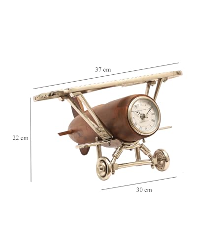Image of Decor de Maison Brings Handcrafted Meridian's Sentinel Table Clock for KidsRoom, Study, Living & Bedroom | Classic Timepiece |Non-Ticking Battery Operated Analog Desk Clock in Gold (37x31x21cm)