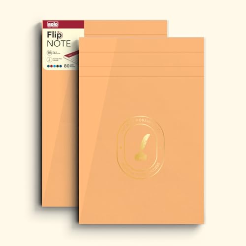 Image of SOLO Flip Note A5 Notepad - Velvet Finish Cover, 80 Sheets Premium Smooth Paper, Durable Soft-Touch Journal for Work, Study & Meetings | Pack of 2 (Pastel Orange)